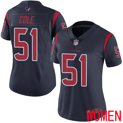 Houston Texans Limited Navy Blue Women Dylan Cole Jersey NFL Football #51 Rush Vapor Untouchable